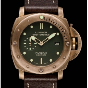 终极1:1沛纳海 Panerai PAM382 Luminor 1950 Submersible Bronzo 真正的青铜表壳