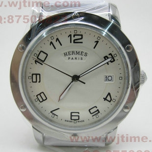 爱马仕Hermes 男表 时尚表 皮带 瑞士石英机芯手表 白色带 推荐